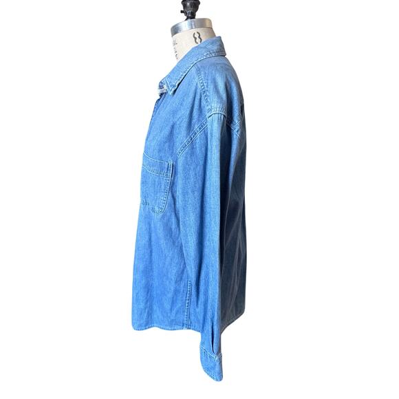 Vintage 90s Express Chambray Denim Button Down Women's Shirt Size Large - Picture 3 of 9